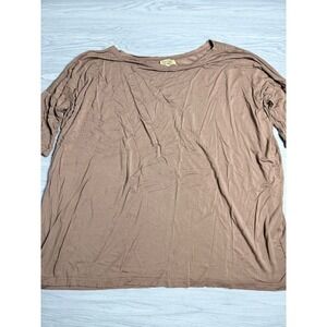 Piko 1988 Womens Small Brown Bamboo Spandex Oversized Dolman Sleeve Top L6914